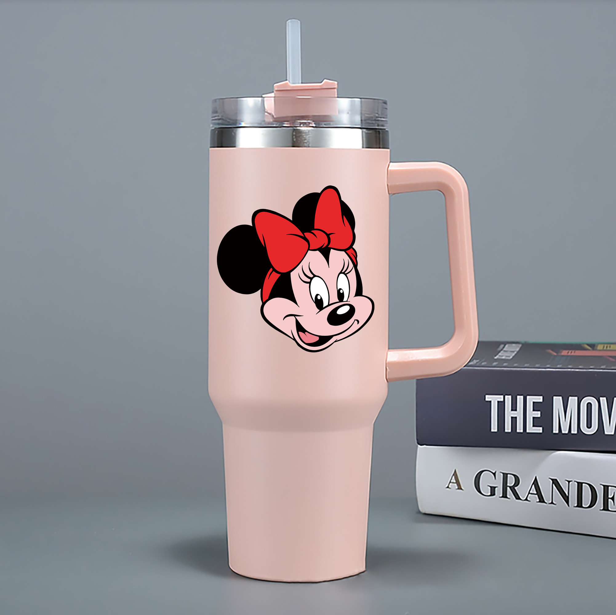 （画像用） ミッキーマウス Mickey Mouse 1200mL車用タンブラー - クリスタルステッカー（プラスチックストロー付き）